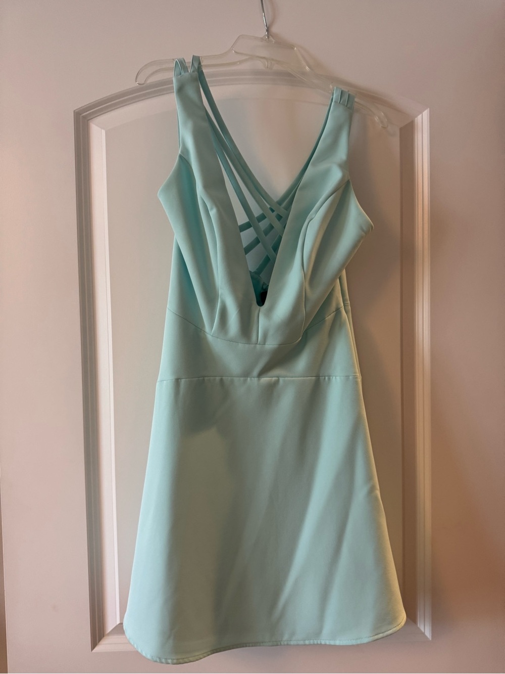 NBD Mint Green Mini Dress with Strappy Crisscross Back
